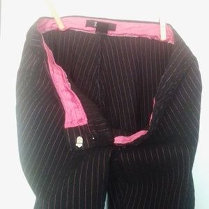 Cotton and stretch dress pant pink pin striped curred bell bottoms